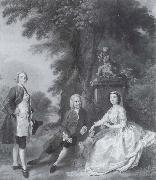 Thomas Gainsborough Jonathan Tyers with his daughter and son-in-law,Elizabeth and John Wood china oil painting artist
